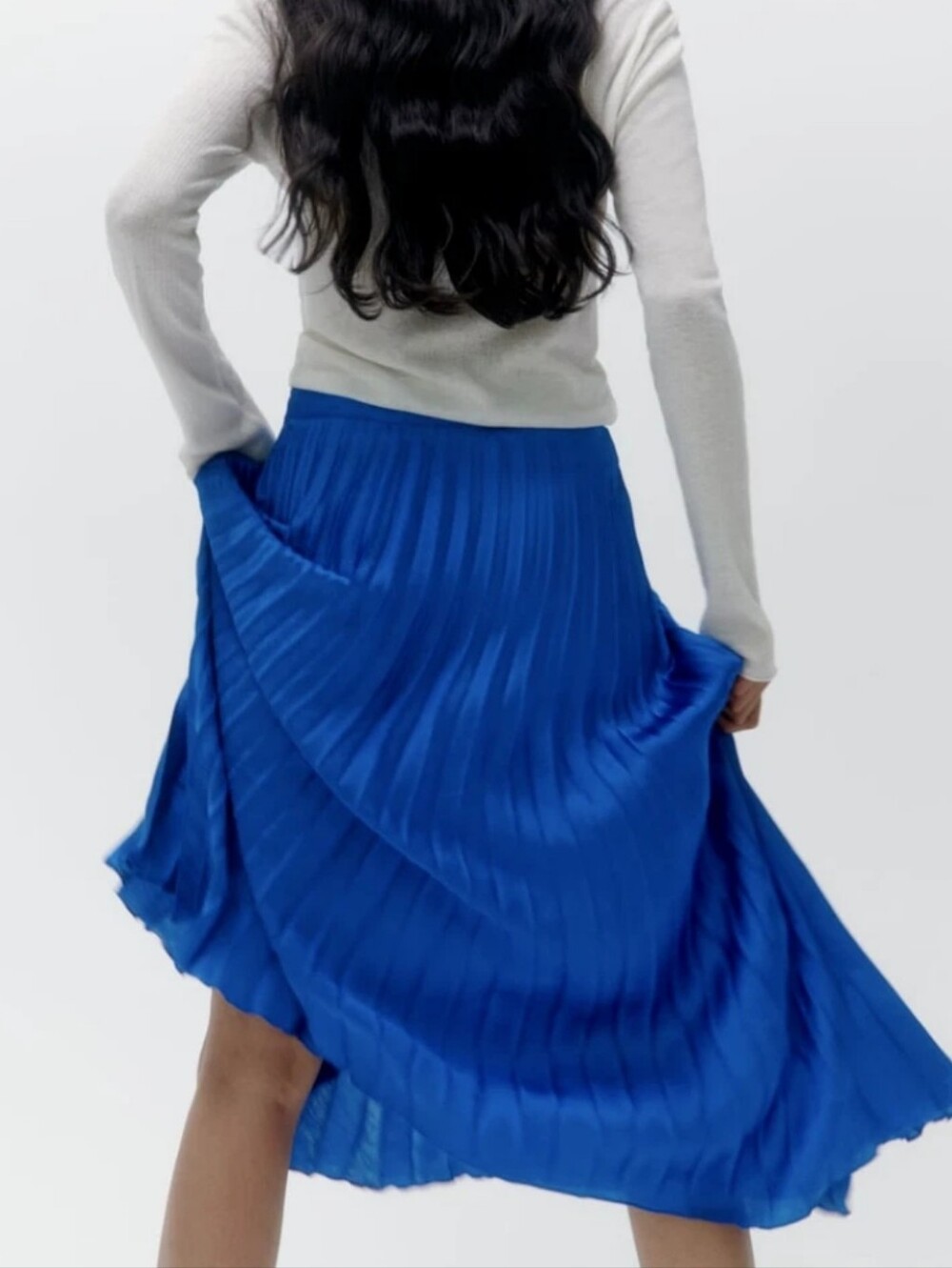 Zara Royal Blue Pleated Midi Skirt